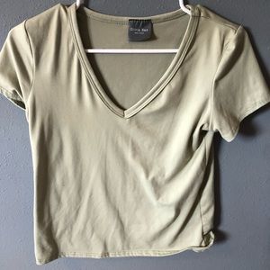 olive colored cropped tee